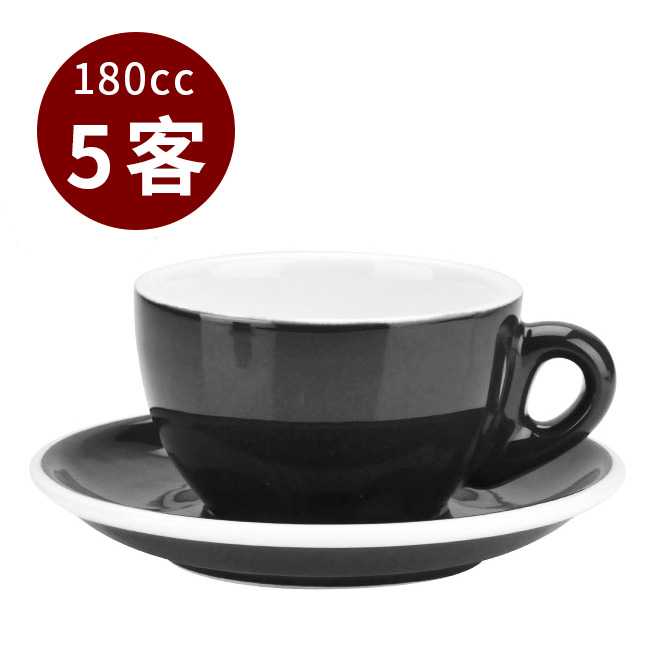 【停產】TIAMO 20號蛋形卡布杯盤組 5客 180cc 黑  |【停產】非電器產品