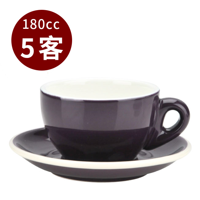 【停產】TIAMO 20號蛋形卡布杯盤組 5客 180cc 紫  |【停產】非電器產品