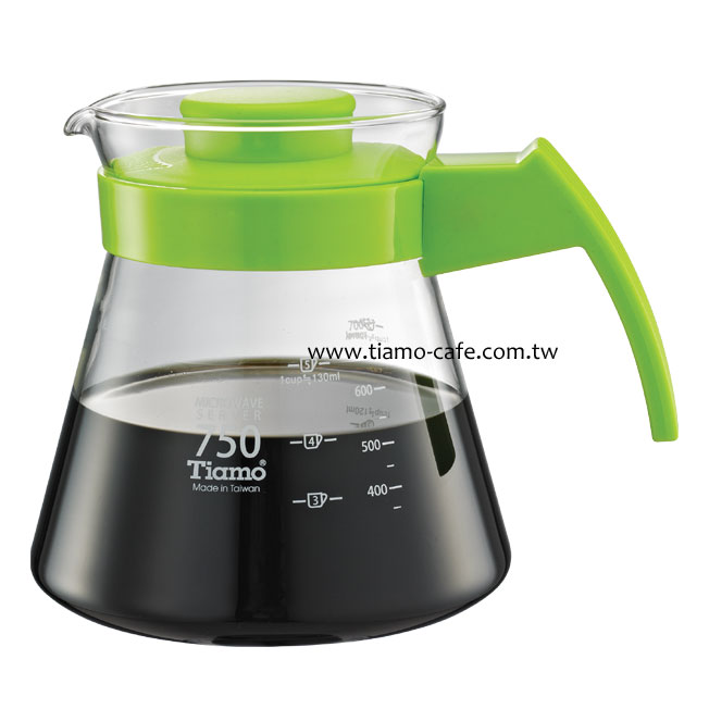 Tiamo 玻璃咖啡壺750cc 弧型把手 通過SGS檢測  |玻璃咖啡壺