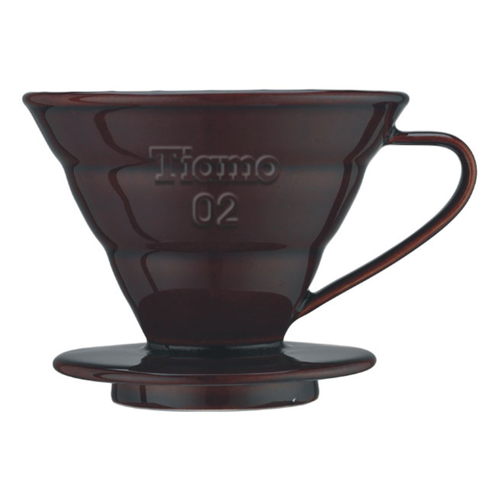 TIAMO V02陶瓷圓錐咖啡濾器組 (咖啡) 附量匙濾紙 通過SGS檢測  |錐型咖啡濾杯 / 濾紙