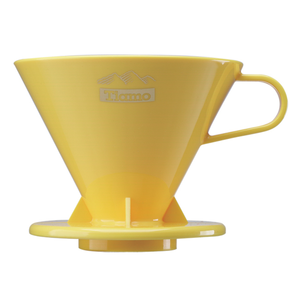 Tiamo V01 圓錐PP濾器 (黃) 附量匙  |錐型咖啡濾杯 / 濾紙