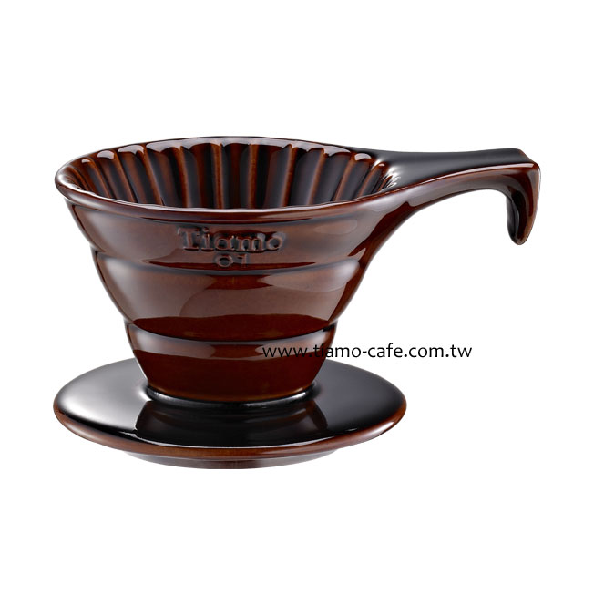 TIAMO V01長柄陶瓷咖啡濾器組 (咖啡) )附濾紙量匙  |錐型咖啡濾杯 / 濾紙