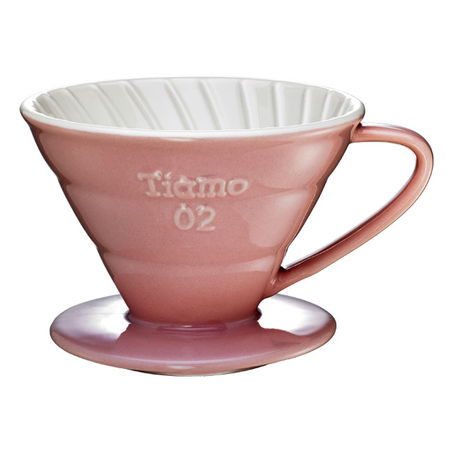 TIAMO V02陶瓷雙色咖啡濾器組 附滴水盤量匙 2-4人  |錐型咖啡濾杯 / 濾紙
