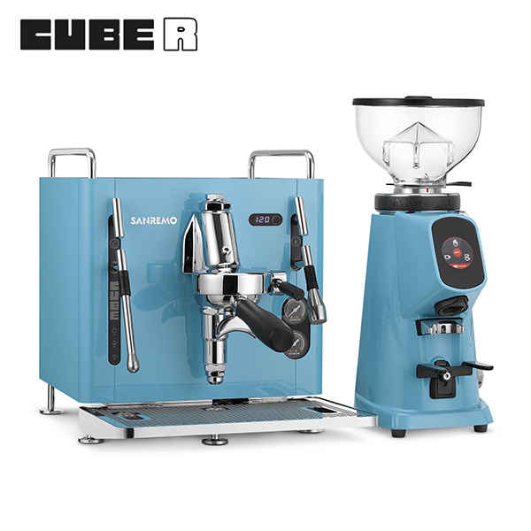 【停產】SANREMO CUBE R 單孔半自動咖啡機 110V 藍 + AllGround 磨豆機 110V 藍  |【停產】電器產品