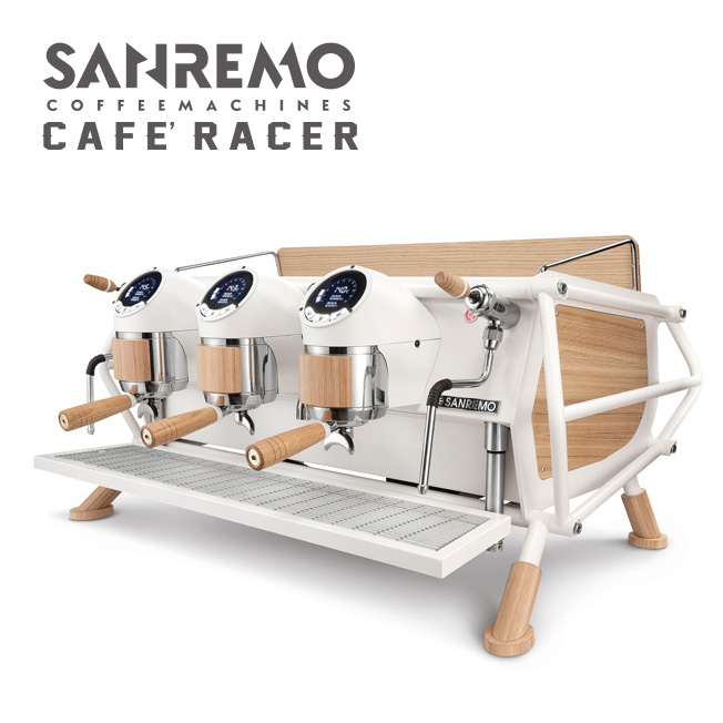 SANREMO CAFE RACER WHITE & WOOD STANDARD 三孔營業用咖啡機 ( 經典率性版 )  220V  |【停產】電器產品